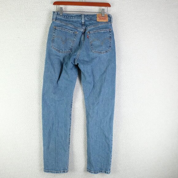 Levis 501 Jeans Womens 28 Blue Straight Leg Button Fly Heavyweight Classic 30L - Picture 4 of 13